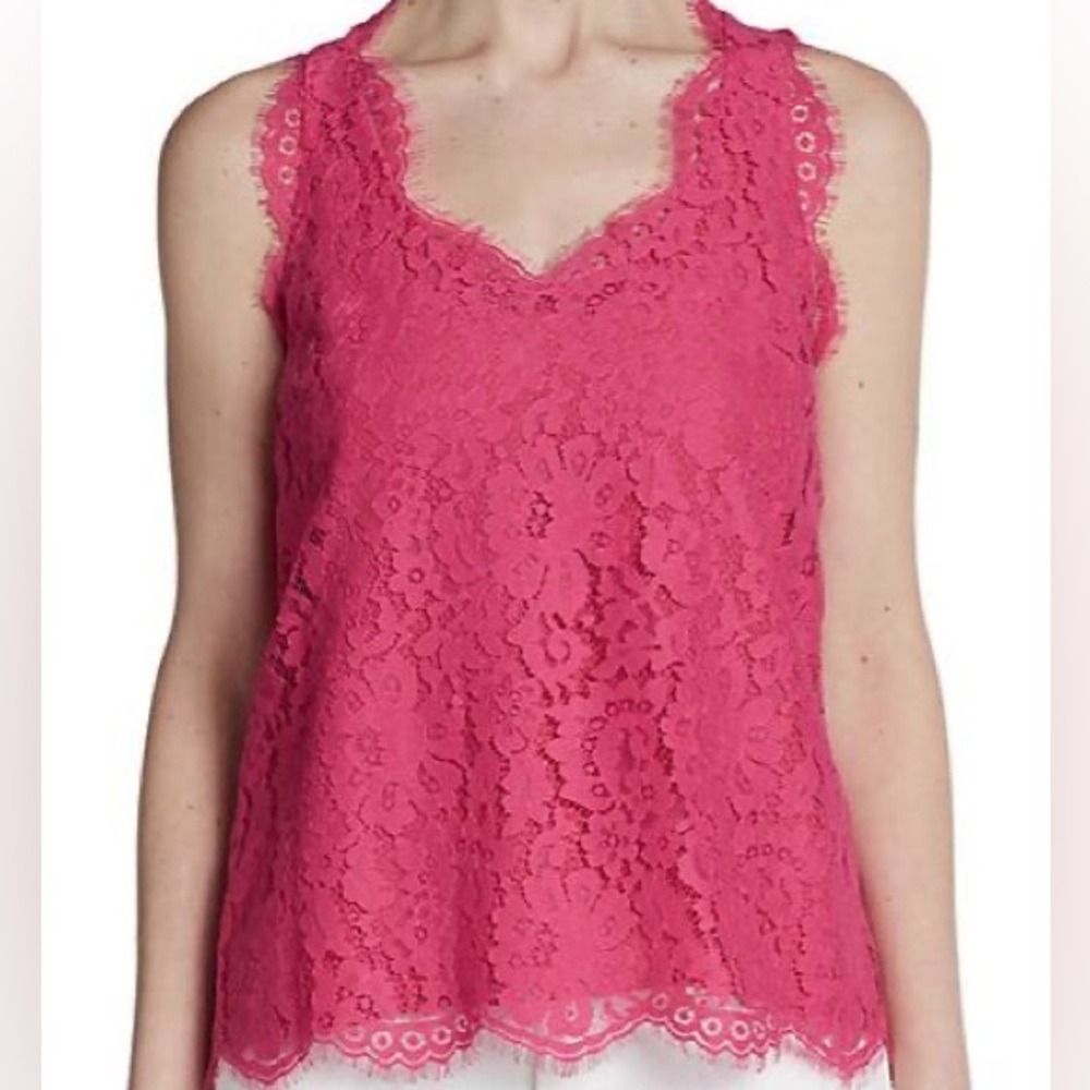 Joie Cina Hot Pink Lace Tank Top Sz Small
